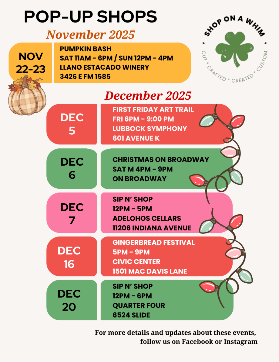 Pop up schedule for market shows