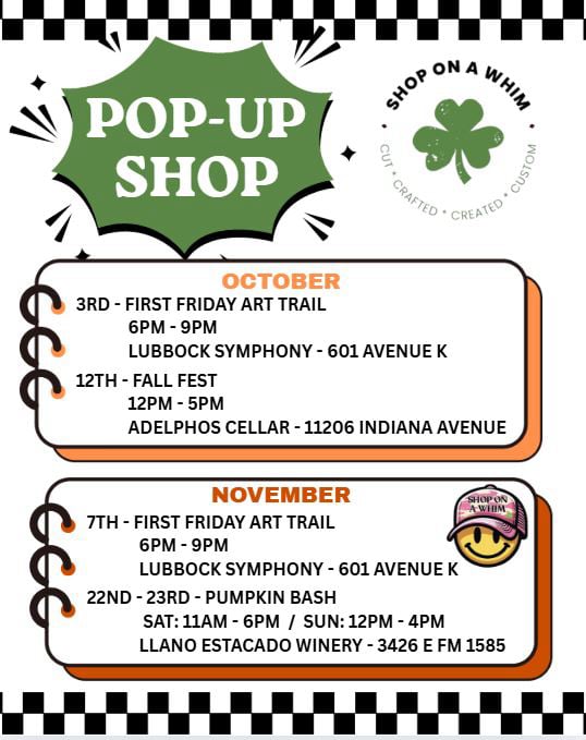 Pop up schedule for market shows