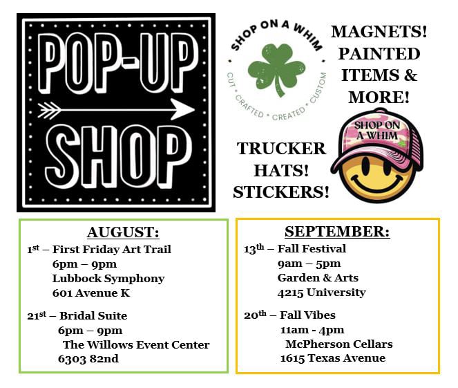 Pop up schedule for market shows